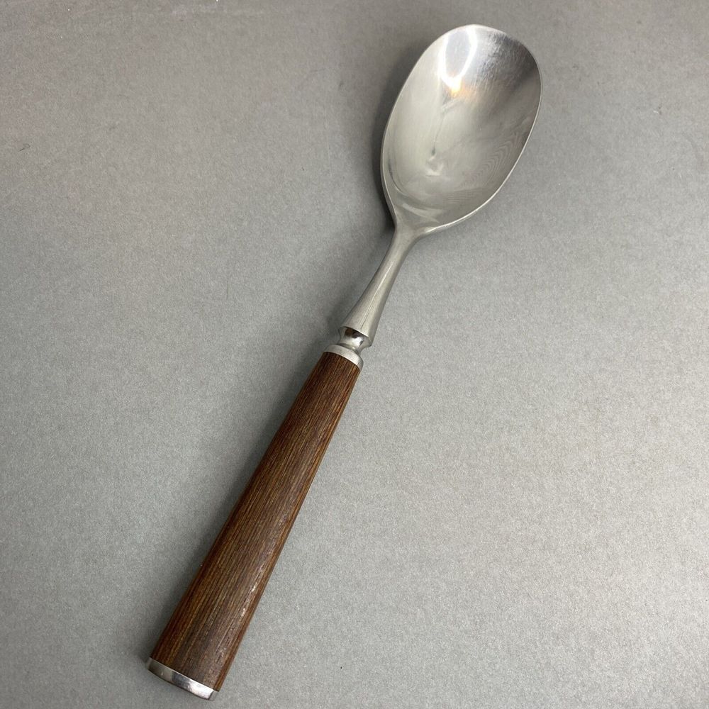 DANSK STAINLESS WOOD ACCENT Place / Soup Spoon- 7 3/4"